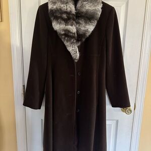 Halston Vintage 70s Long Brown Coat Sz 4